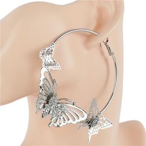 70MM BUTTERFLY HOOP EARRING -